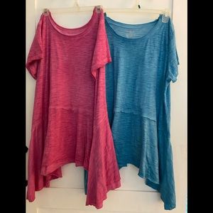 TWO Lane Bryant tunics dark pink / aqua 18/20
